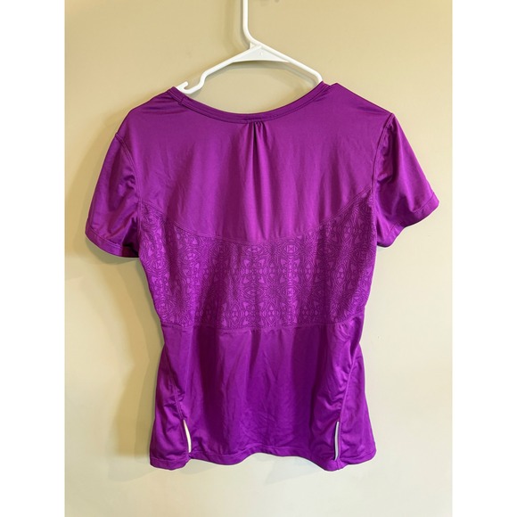 Athleta Purple V Neck Short Sleeve Athletic Top Women's XL - Picture 4 of 5